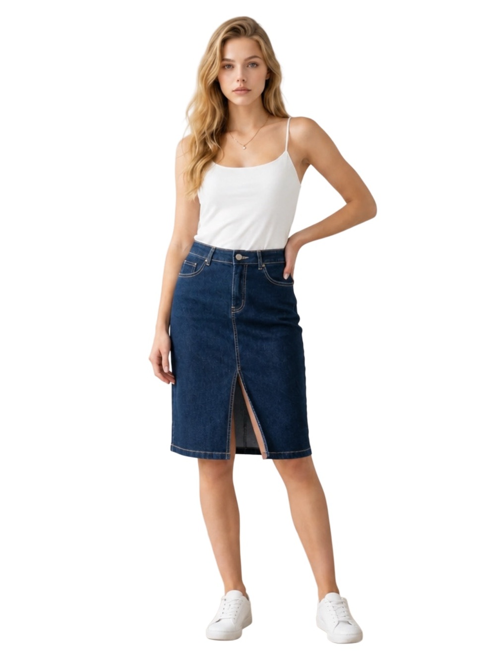 Suko Jeans Dark Blue Denim Pencil Skirt